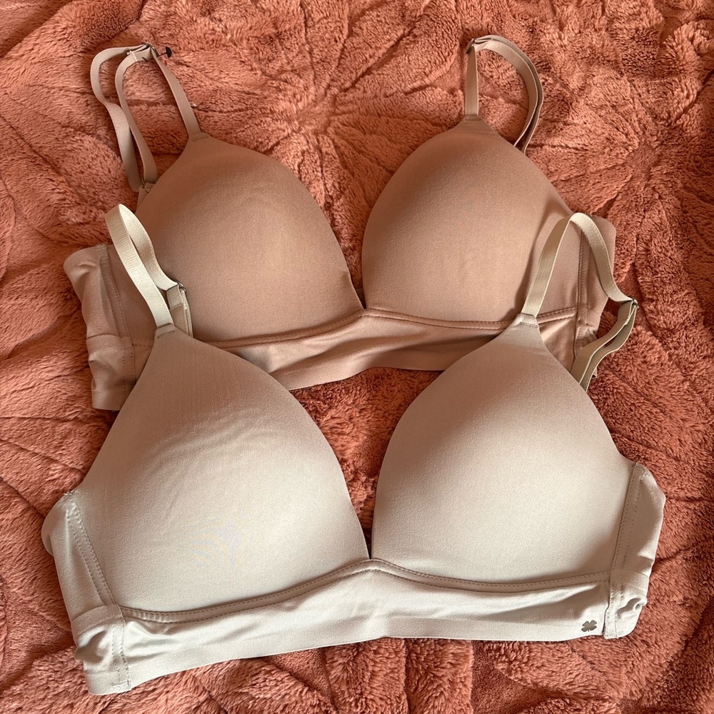 Lucky Brand Soft Beige and Sage Bralette Duo